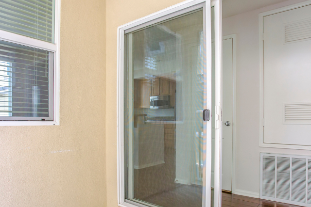 Sliding glass doors from the patio